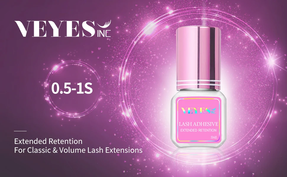 VEYES INC Eyelash Extension Glue 0.5-1 Sec Drying (0.17fl.oz / 5ml) Up to 8 Weeks Retention Adhesive Salon Use for Lash Tech