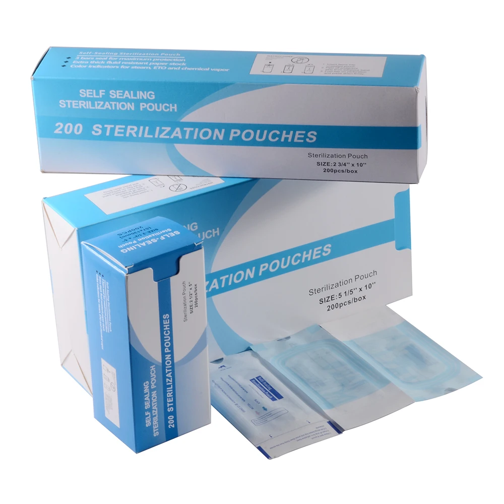 200pcs/Box Self Sealing Sterilization Pouch Bags Dentistry Medical Grade Disposable Paper+CPP/PET Film Odontologia Supplies