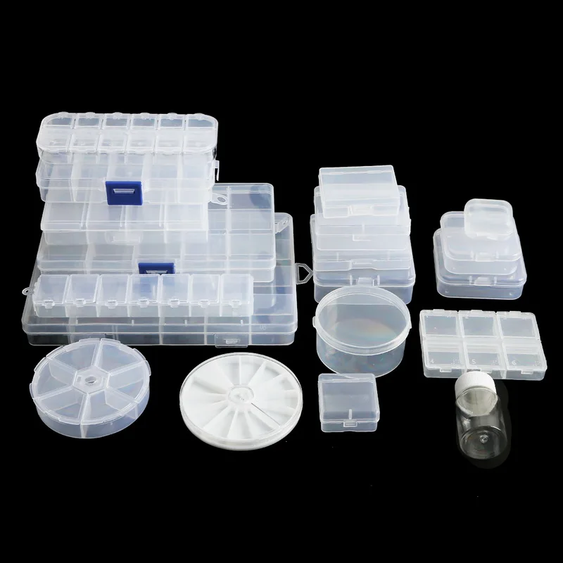 19 Style Plastic Storage Jewelry Box Compartment Adjustable Container for Beads earring box for jewelry rectangle Box Case