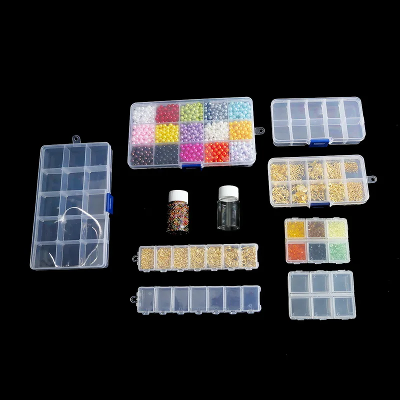 19 Style Plastic Storage Jewelry Box Compartment Adjustable Container for Beads earring box for jewelry rectangle Box Case