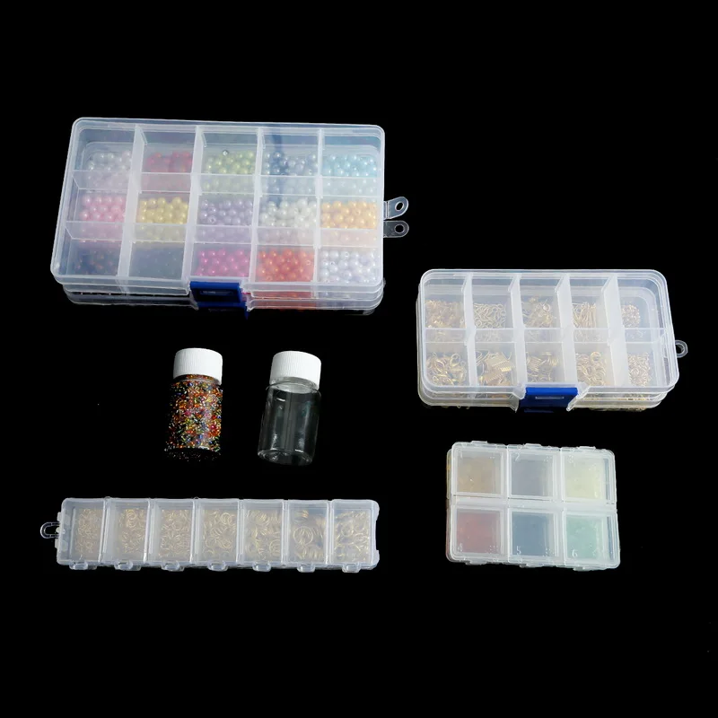 19 Style Plastic Storage Jewelry Box Compartment Adjustable Container for Beads earring box for jewelry rectangle Box Case