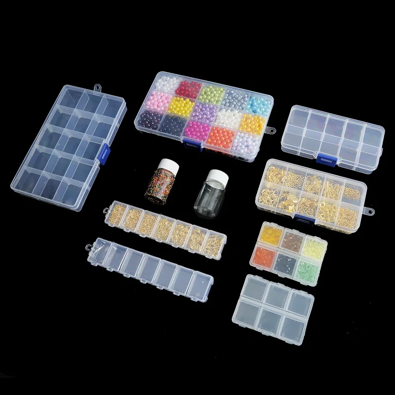 19 Style Plastic Storage Jewelry Box Compartment Adjustable Container for Beads earring box for jewelry rectangle Box Case