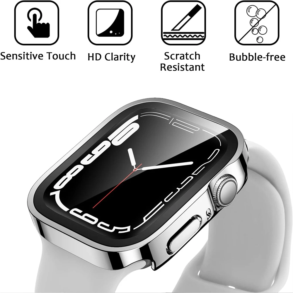 Cover for Apple Watch Case 46mm 42mm 45mm 44mm 49mm 41 40mm Tempered Glass Screen Protector Series 11 10 7 8 9 SE 6 5 4 Ultra 3