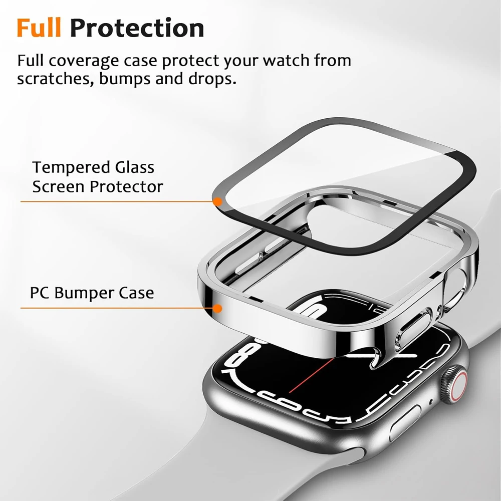 Cover for Apple Watch Case 46mm 42mm 45mm 44mm 49mm 41 40mm Tempered Glass Screen Protector Series 11 10 7 8 9 SE 6 5 4 Ultra 3