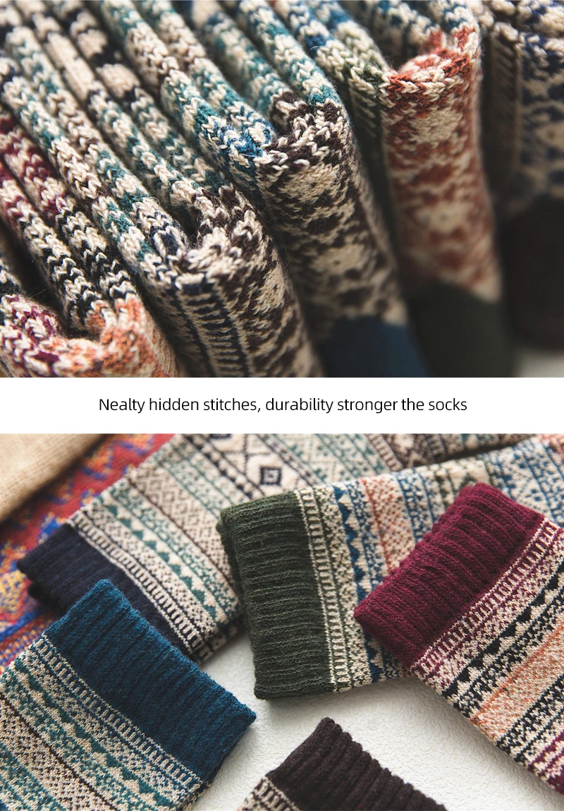 HSS Brand 5 Pairs Winter Men's Socks Thicken Sheep's Wool Socks Warm Men Retro Style Colorful Fashion Man Socks For Snow Boots