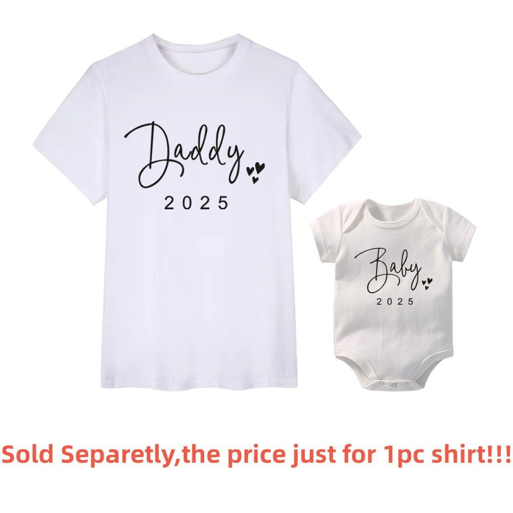 Funny Baby Daddy 2025 Family Matching Clothing Simple Pregnancy Announcement Family Look T Shirt Baby Dad Matching Clothes
