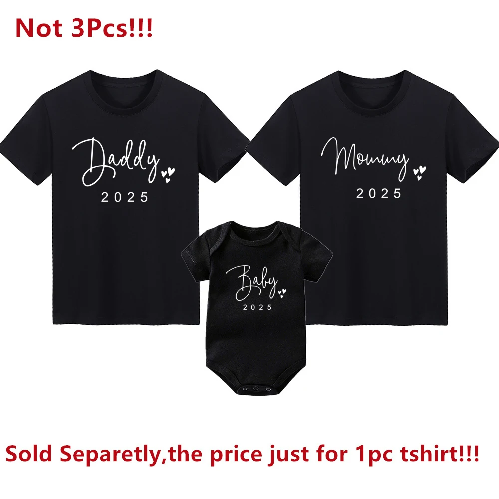 Funny Baby Daddy 2025 Family Matching Clothing Simple Pregnancy Announcement Family Look T Shirt Baby Dad Matching Clothes