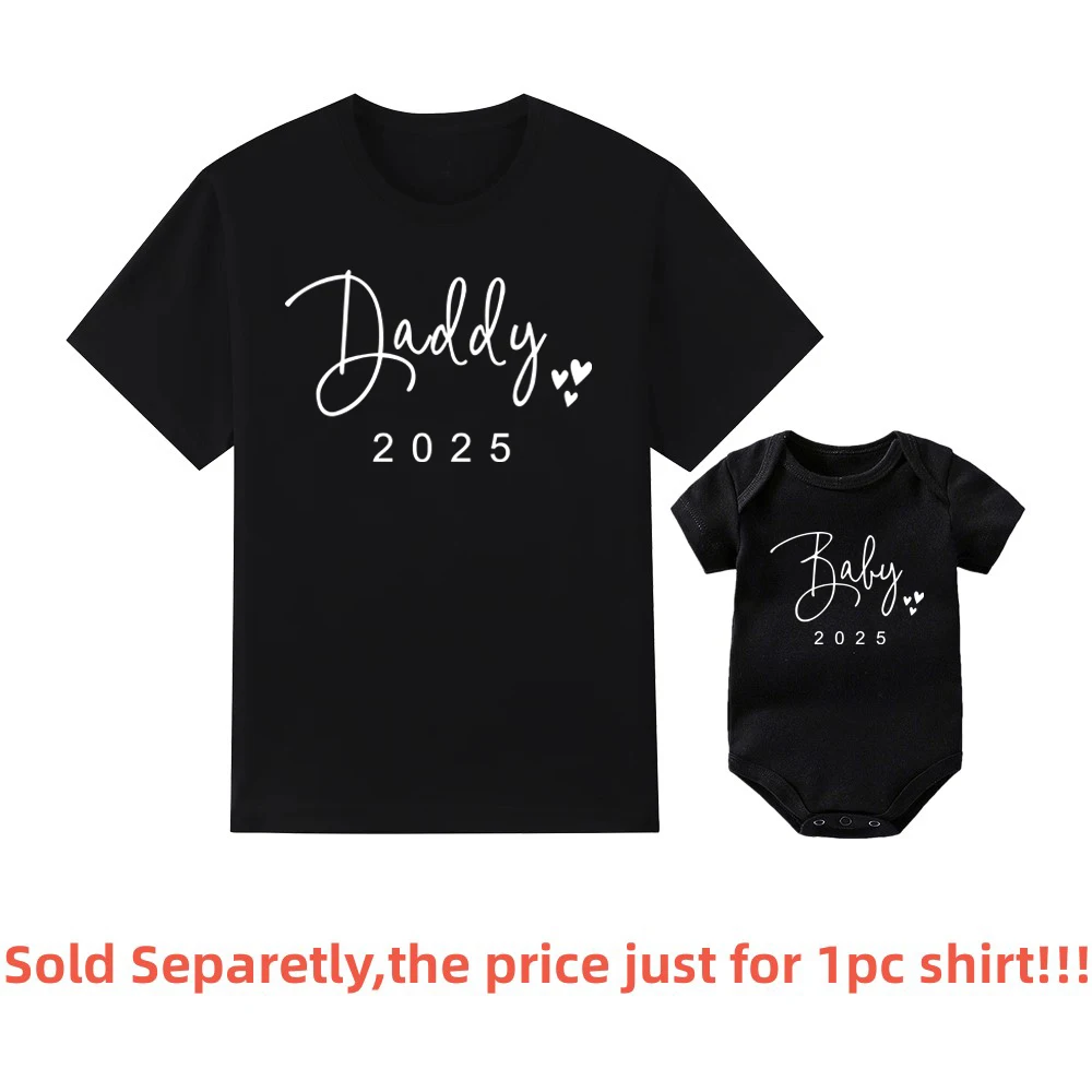 Funny Baby Daddy 2025 Family Matching Clothing Simple Pregnancy Announcement Family Look T Shirt Baby Dad Matching Clothes