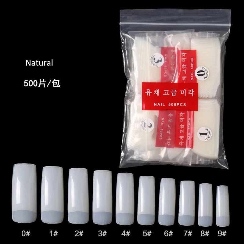 500pcs Half Cover False Nails Press on Nails Tips Clear Acrylic Nails 10 Sizes for Nail Salons and DIY Nail Art A-08