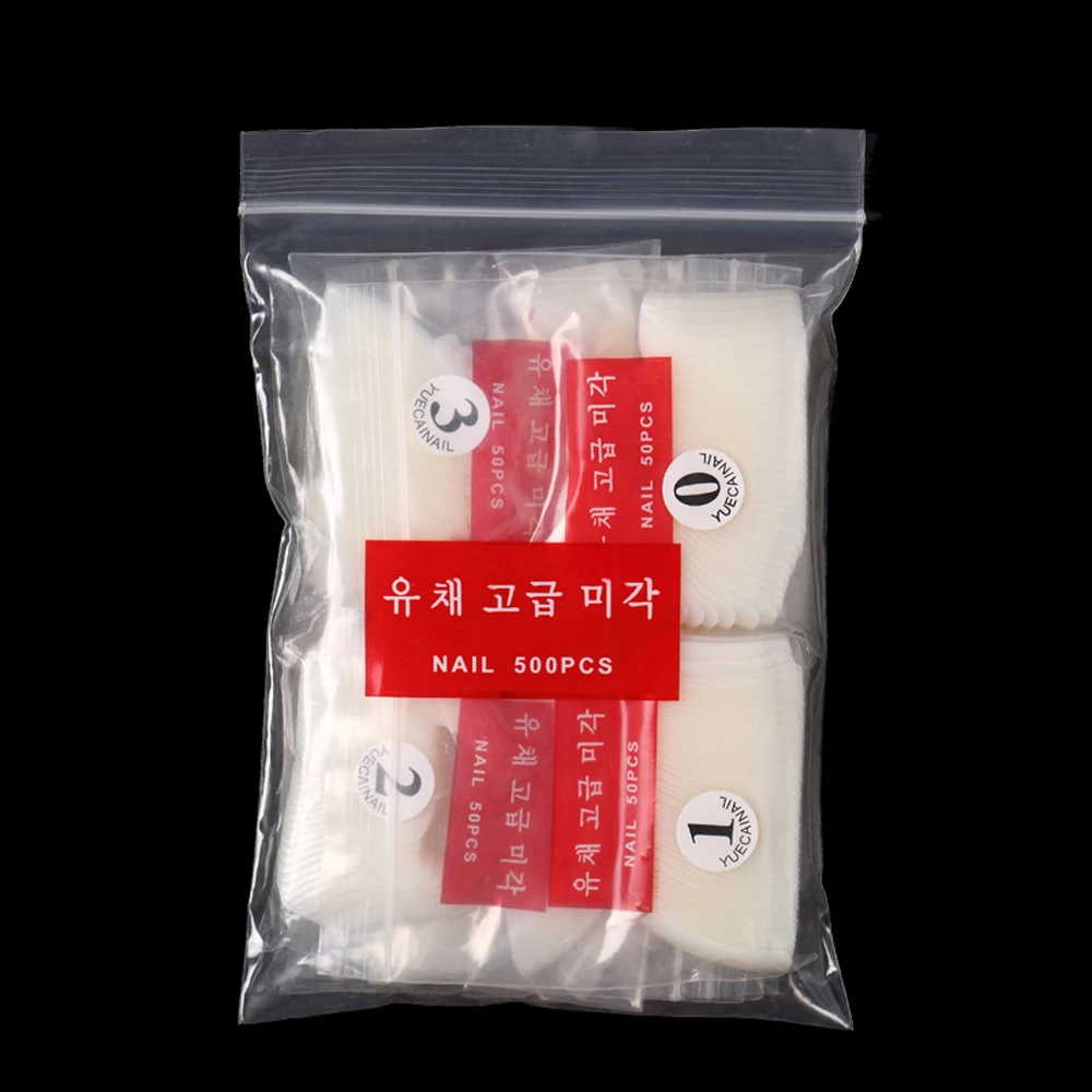 500pcs Half Cover False Nails Press on Nails Tips Clear Acrylic Nails 10 Sizes for Nail Salons and DIY Nail Art A-08