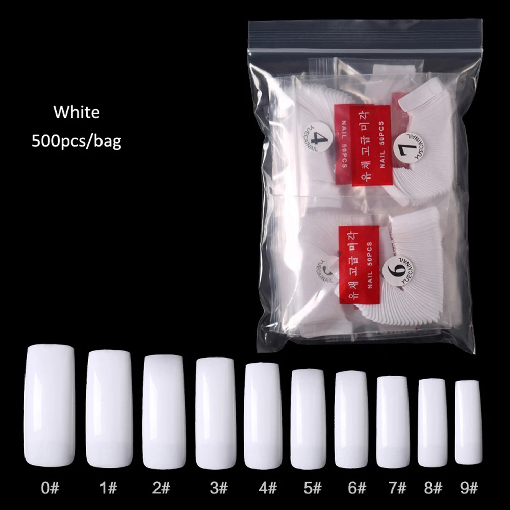 500pcs Half Cover False Nails Press on Nails Tips Clear Acrylic Nails 10 Sizes for Nail Salons and DIY Nail Art A-08