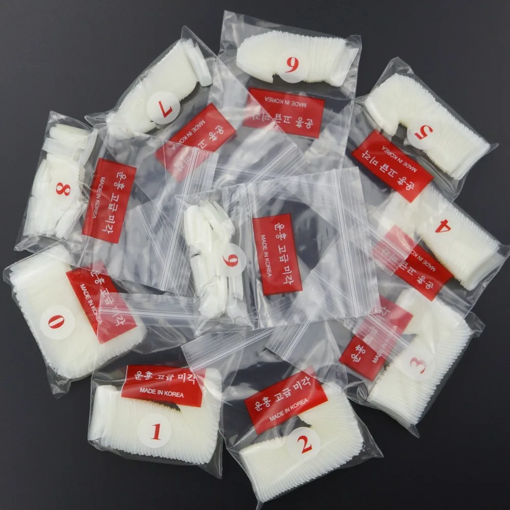 500pcs Half Cover False Nails Press on Nails Tips Clear Acrylic Nails 10 Sizes for Nail Salons and DIY Nail Art A-08