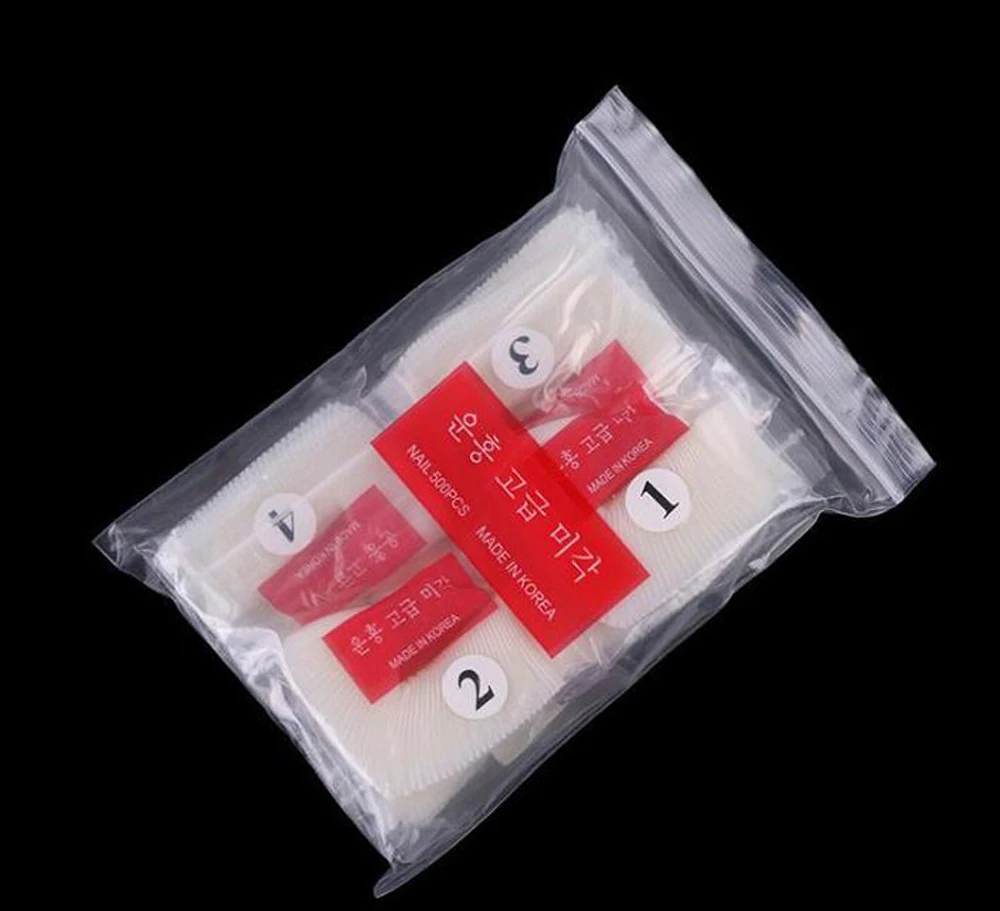 500pcs Half Cover False Nails Press on Nails Tips Clear Acrylic Nails 10 Sizes for Nail Salons and DIY Nail Art A-08