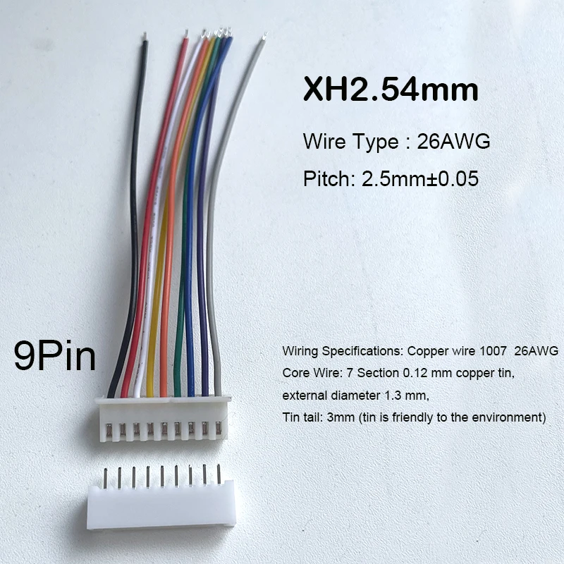 10Sets JST XH2.54 XH 2.54mm Wire Cable Connector 2/3/4/5/6/7/8/9/10 Pin Pitch Male Female Plug Socket 20cm Wire Length 26AWG