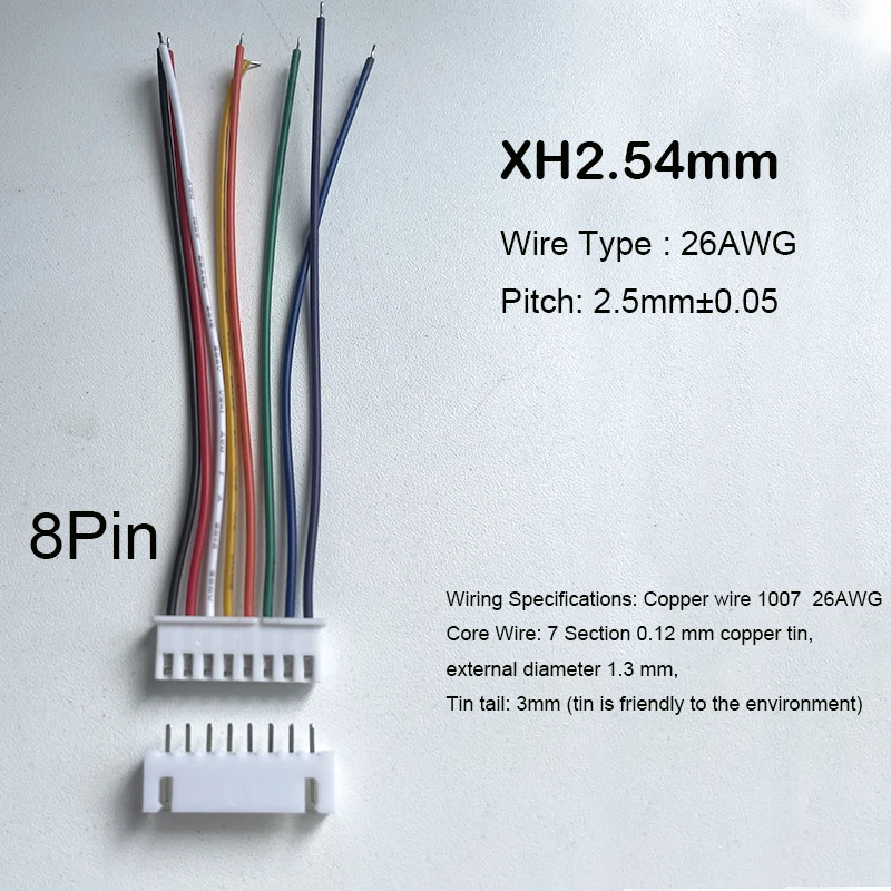 10Sets JST XH2.54 XH 2.54mm Wire Cable Connector 2/3/4/5/6/7/8/9/10 Pin Pitch Male Female Plug Socket 20cm Wire Length 26AWG