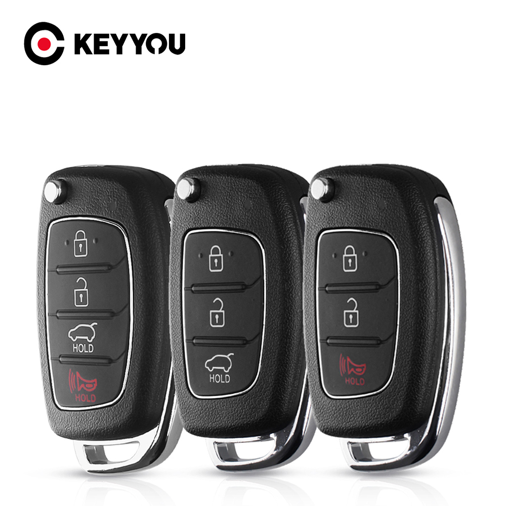 KEYYOU 3/4 Buttons Flip Folding Remote Control Key Fob Shell For Hyundai HB20 SANTA FE IX35 IX45 Accent I40 Car Key Case Cover