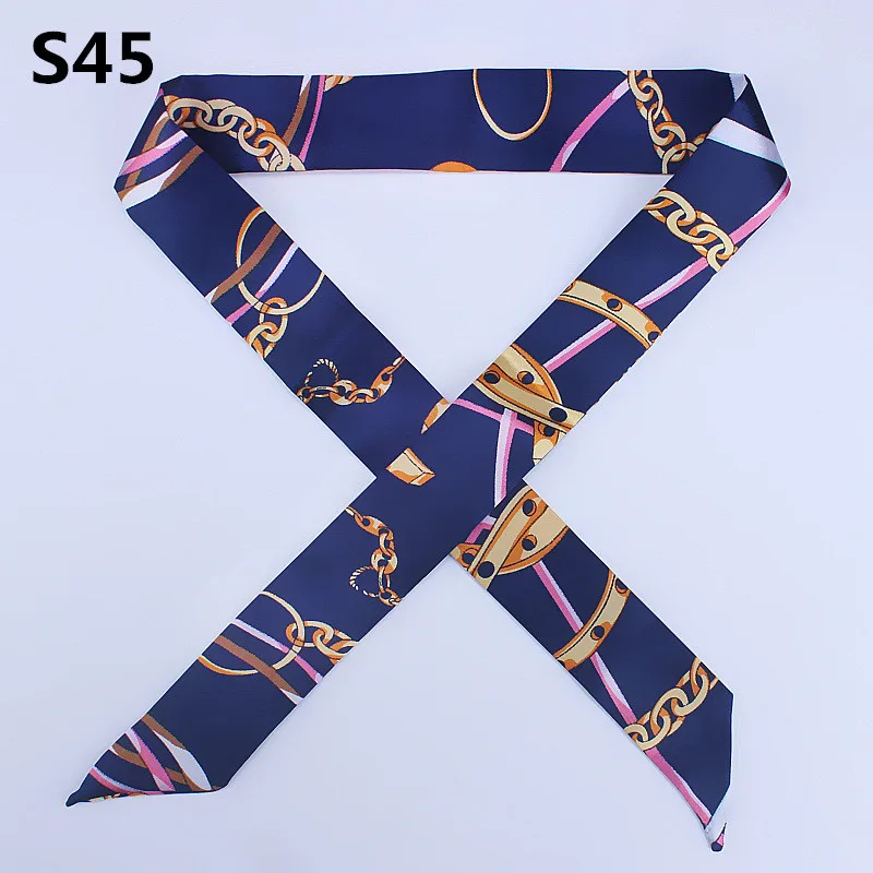 47 Colors Brand Bandana Small Silk Bag Scarf Women Head Hijab Scarf Long Skinny Scarves For Ladies Fashion Headband