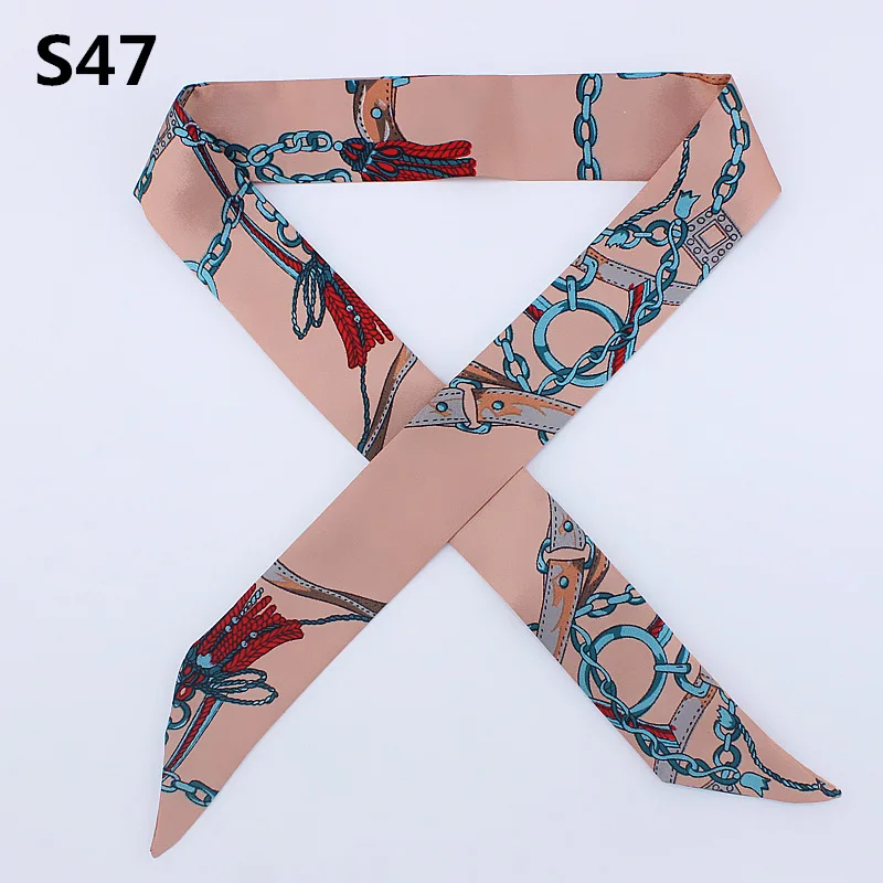 47 Colors Brand Bandana Small Silk Bag Scarf Women Head Hijab Scarf Long Skinny Scarves For Ladies Fashion Headband