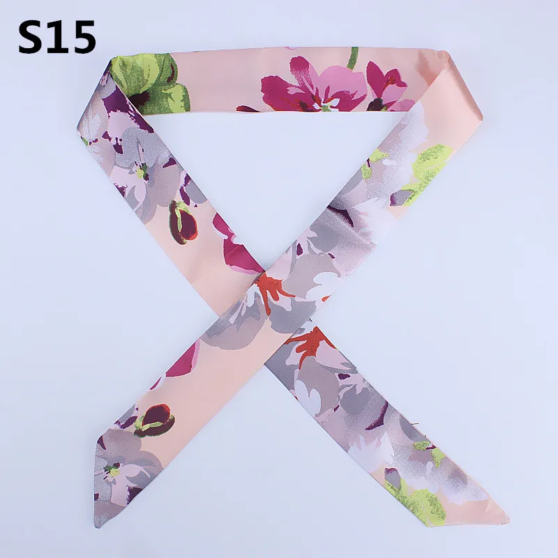 47 Colors Brand Bandana Small Silk Bag Scarf Women Head Hijab Scarf Long Skinny Scarves For Ladies Fashion Headband