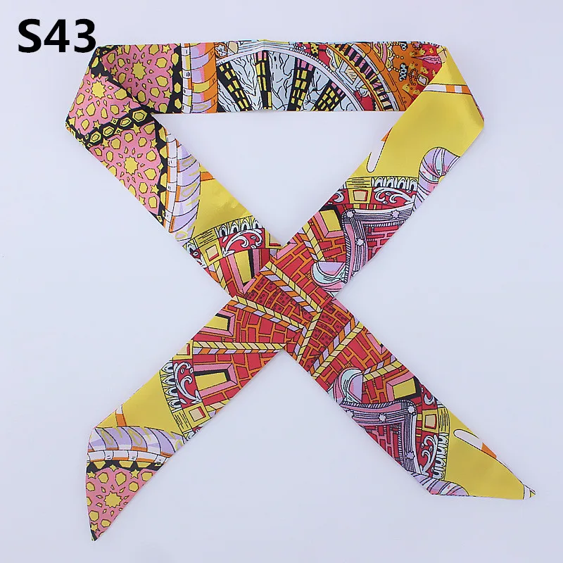 47 Colors Brand Bandana Small Silk Bag Scarf Women Head Hijab Scarf Long Skinny Scarves For Ladies Fashion Headband