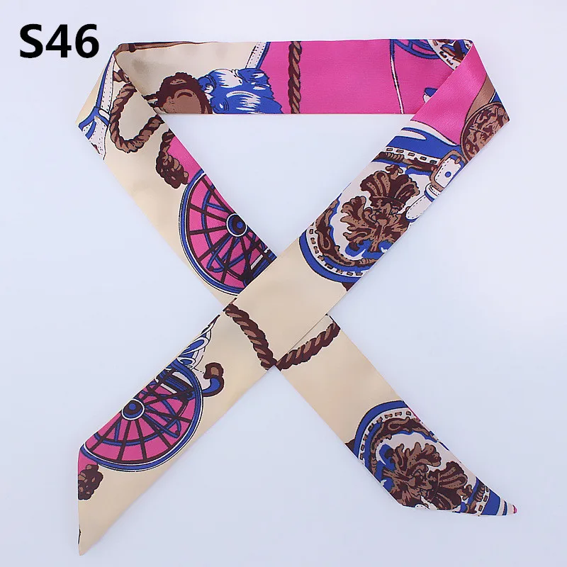 47 Colors Brand Bandana Small Silk Bag Scarf Women Head Hijab Scarf Long Skinny Scarves For Ladies Fashion Headband