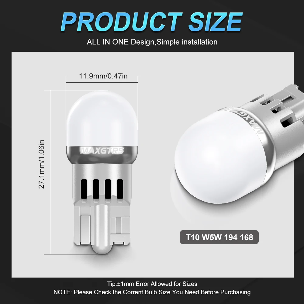 5x T10 LED W5W Car Side Interior Lights 12V Reading Bulb 3030 Chips 194 168 Auto White Red Yellow Parking Marker Dome Lamps