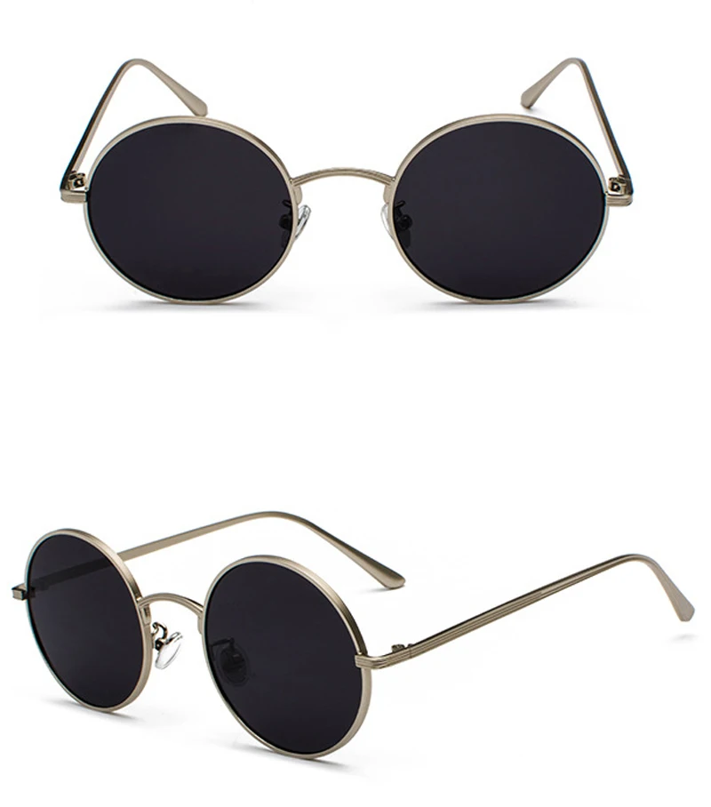 Kachawoo Women Sunglasses with Red Lenses Round Metal Frame Vintage Retro Glasses Sun for Men Unisex Birthday Gifts