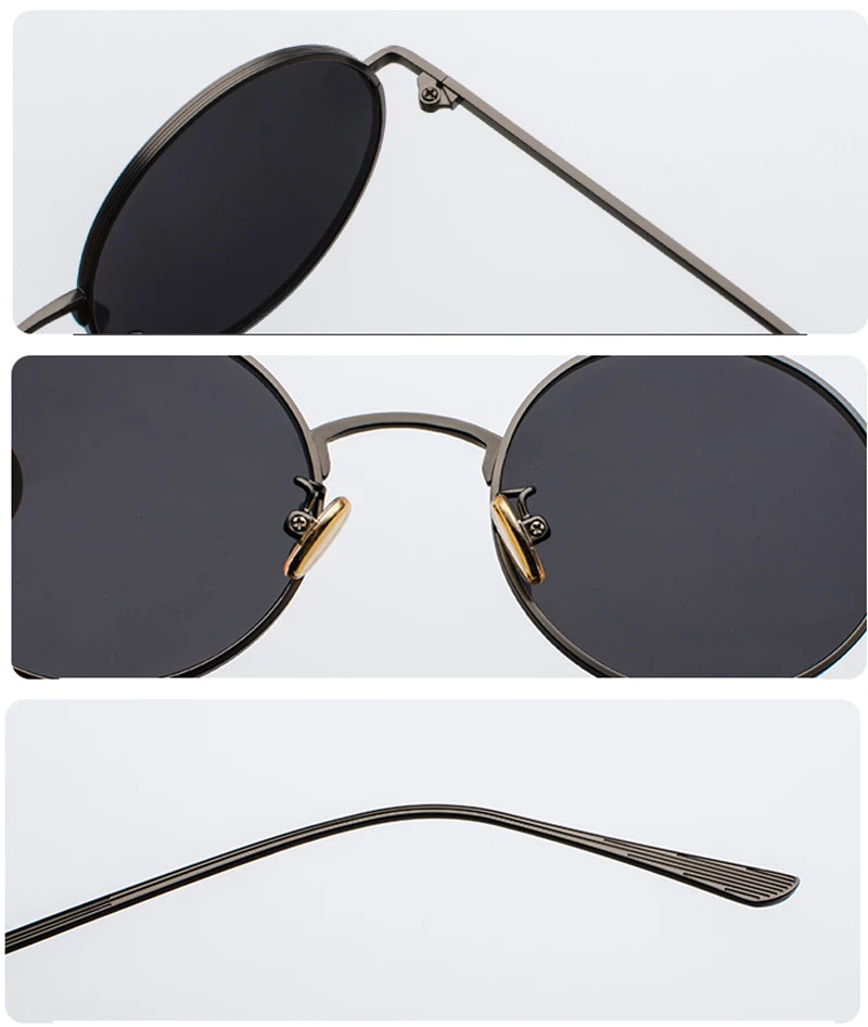 Kachawoo Women Sunglasses with Red Lenses Round Metal Frame Vintage Retro Glasses Sun for Men Unisex Birthday Gifts