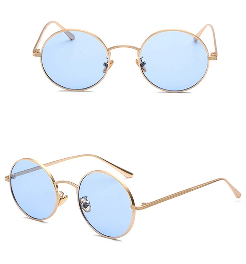 Kachawoo Women Sunglasses with Red Lenses Round Metal Frame Vintage Retro Glasses Sun for Men Unisex Birthday Gifts