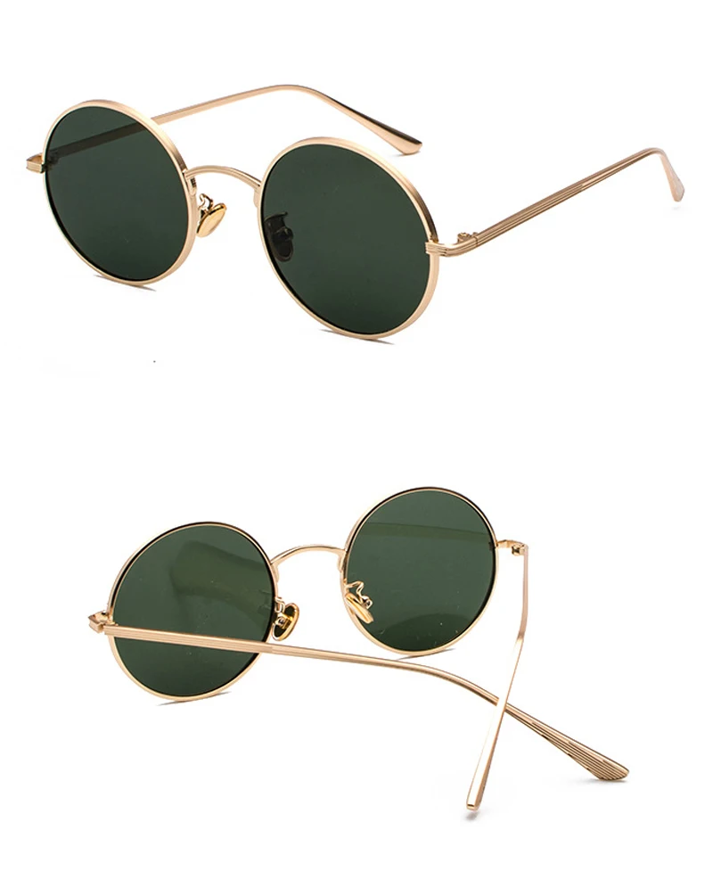 Kachawoo Women Sunglasses with Red Lenses Round Metal Frame Vintage Retro Glasses Sun for Men Unisex Birthday Gifts