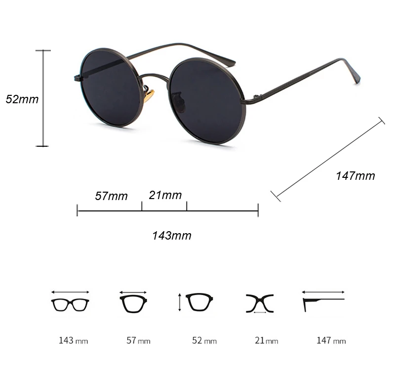 Kachawoo Women Sunglasses with Red Lenses Round Metal Frame Vintage Retro Glasses Sun for Men Unisex Birthday Gifts