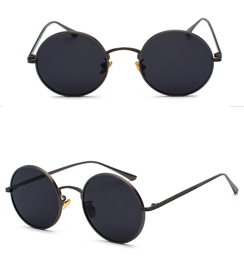 Kachawoo Women Sunglasses with Red Lenses Round Metal Frame Vintage Retro Glasses Sun for Men Unisex Birthday Gifts
