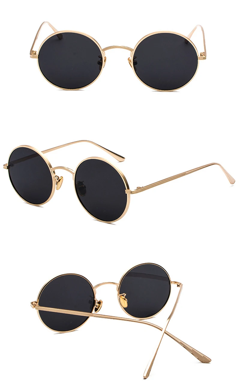 Kachawoo Women Sunglasses with Red Lenses Round Metal Frame Vintage Retro Glasses Sun for Men Unisex Birthday Gifts