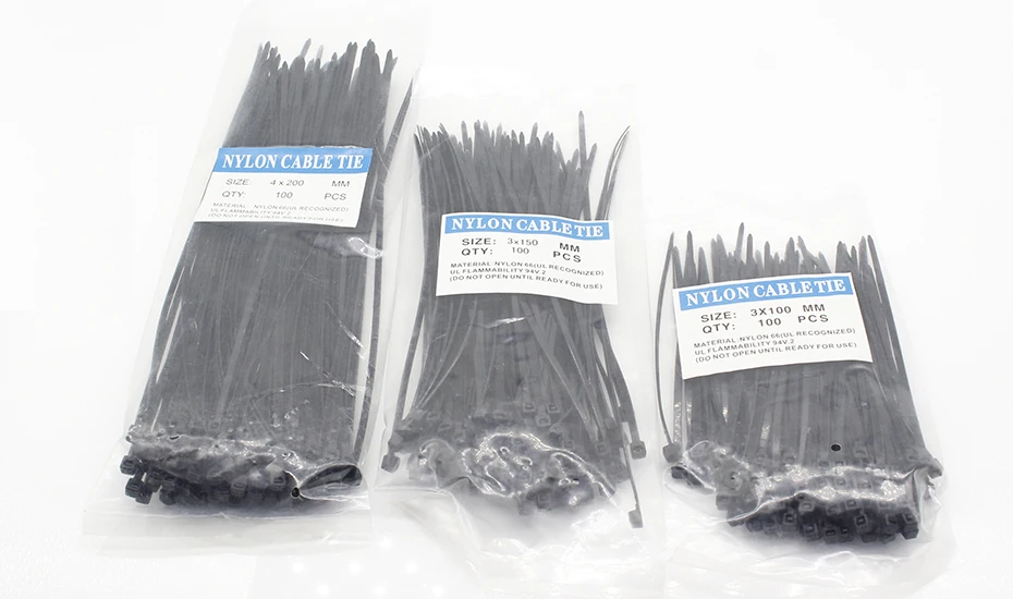 300 Pcs Nylon Cable Self-locking Plastic Wire Zip Ties Set 3*100 3*150 4*200 MRO & Industrial Supply Fasteners & Hardware Cable