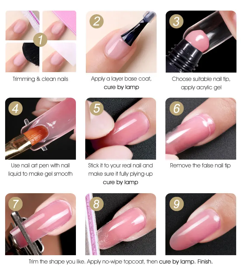 Venalisa New Acrylic Gel Poly Extension Nail Gel Soak Off UV LED Durable Gel Slice Tips Fast Dry Clear Jelly Gel Base Top Coat
