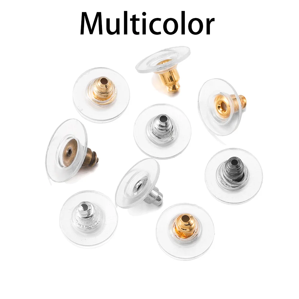 100pcs/lot Rubber Earring Backs Stopper Stainless Steel Earnuts Stud Earring Back For DIY Jewelry Making Findings Accessories
