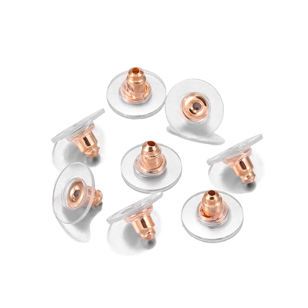 100pcs/lot Rubber Earring Backs Stopper Stainless Steel Earnuts Stud Earring Back For DIY Jewelry Making Findings Accessories