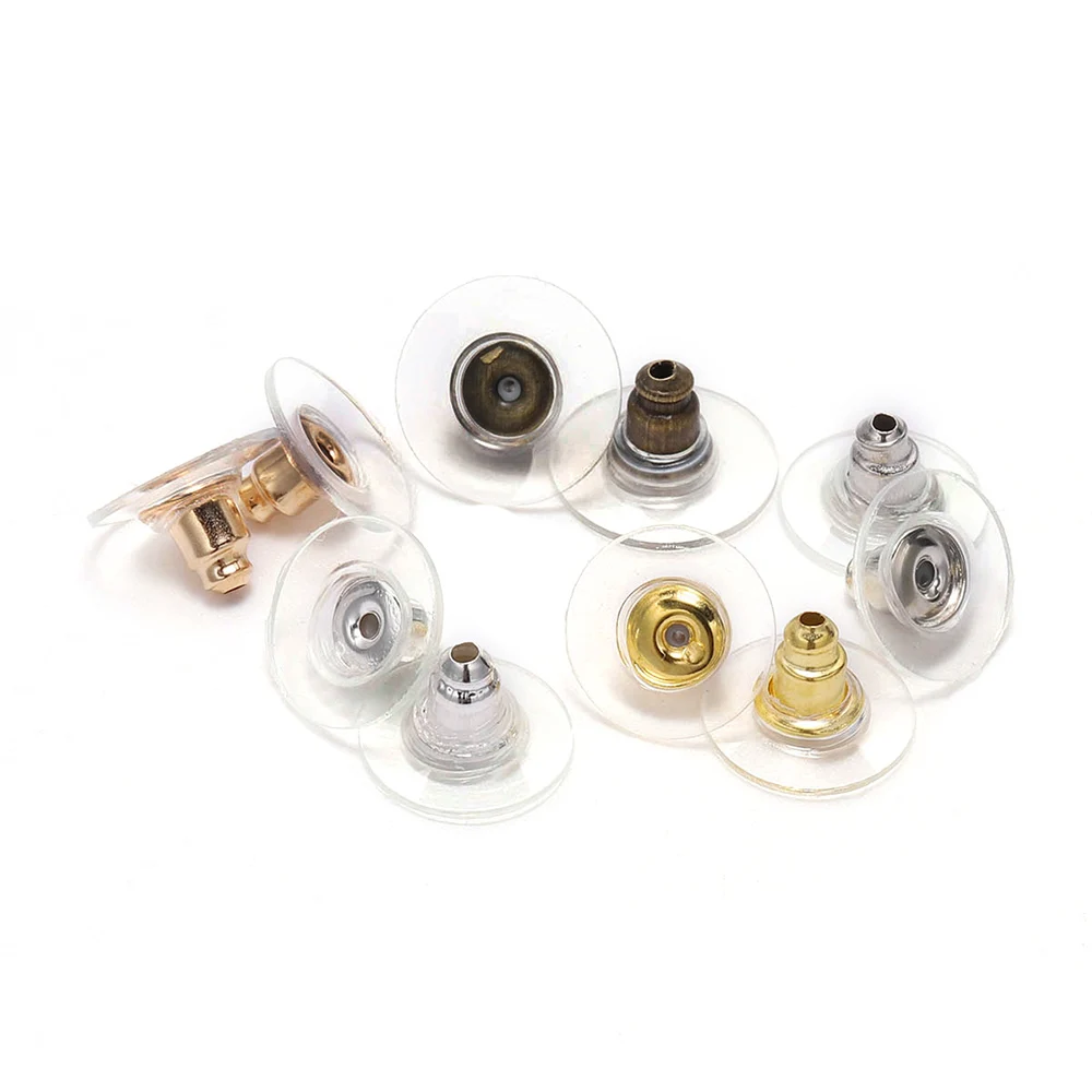 100pcs/lot Rubber Earring Backs Stopper Stainless Steel Earnuts Stud Earring Back For DIY Jewelry Making Findings Accessories