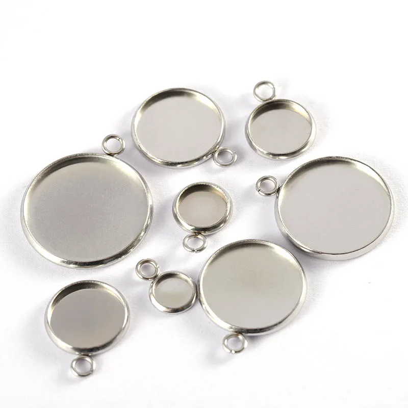 20pcs 6-30mm Gold Color Stainless Steel Cabochon Base Pendant Settings Blank Tray for Cameo Jewerly Making Components DIY