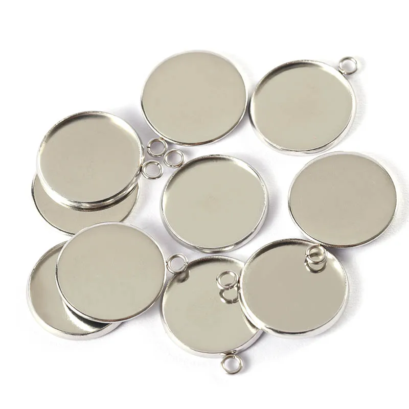 20pcs 6-30mm Gold Color Stainless Steel Cabochon Base Pendant Settings Blank Tray for Cameo Jewerly Making Components DIY