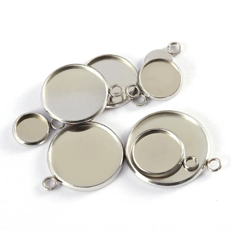 20pcs 6-30mm Gold Color Stainless Steel Cabochon Base Pendant Settings Blank Tray for Cameo Jewerly Making Components DIY