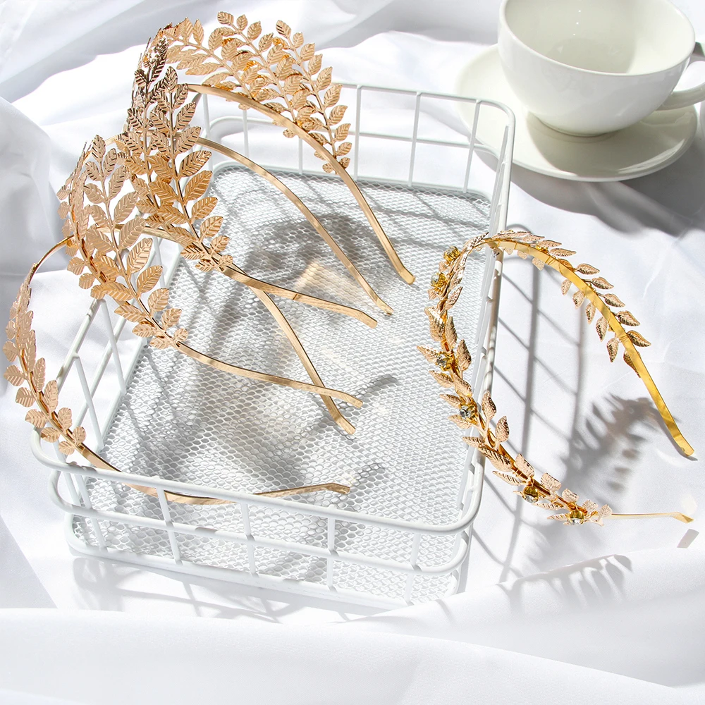 Retro Gold leaf wedding roman bride greek women hair accessories bride head jewel headband head tiaras crown jewelry Hair Hoop