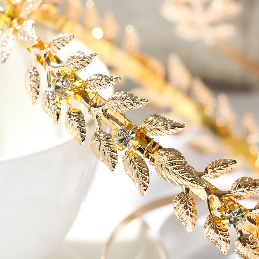 Retro Gold leaf wedding roman bride greek women hair accessories bride head jewel headband head tiaras crown jewelry Hair Hoop
