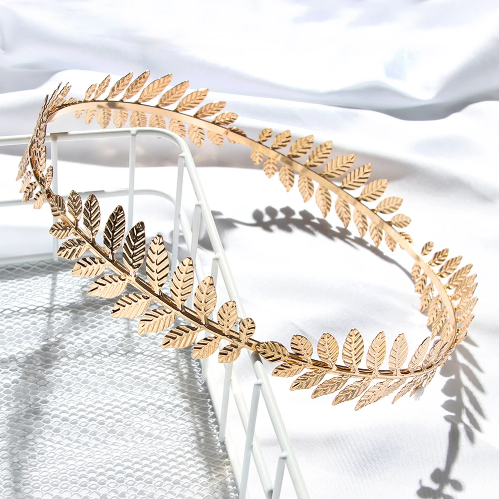 Retro Gold leaf wedding roman bride greek women hair accessories bride head jewel headband head tiaras crown jewelry Hair Hoop