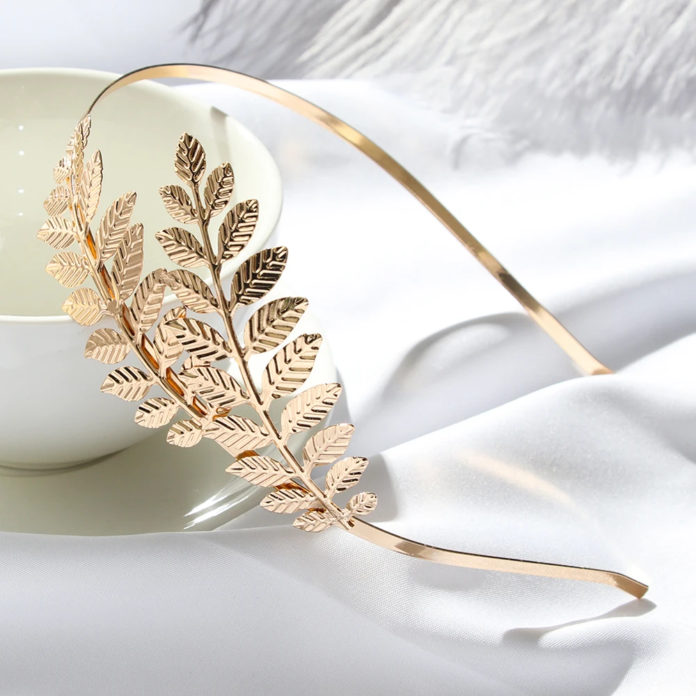 Retro Gold leaf wedding roman bride greek women hair accessories bride head jewel headband head tiaras crown jewelry Hair Hoop