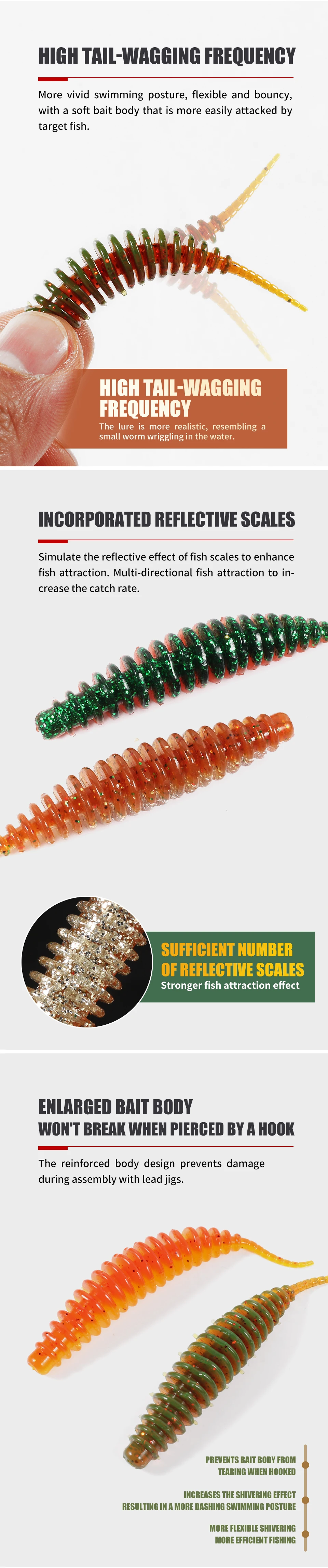 2021 Supercontinent Worm Bait Soft Bait Tanta 49mm 65mm Fishing Lures Pesca Carp Fishing Bass Lure Isca Artificial PVA