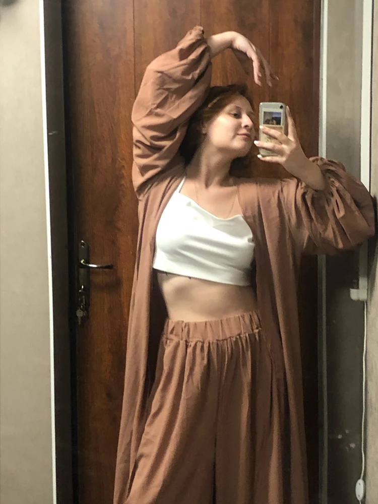 Women 3 Piece Sets Homewear Fashion Casual Lantern Sleeve Cardigan Tops+Wide Leg Pants Suits Lady Spring Soft Three Piece Outfit