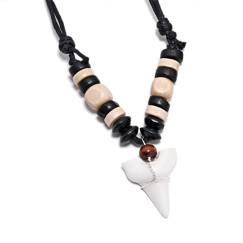1PC Hawaii Surfer Jewelry Handmade Imitation Shark Teeth Pendant New Zealand Maori Tribal bone Choker WoMen's Men's Necklace