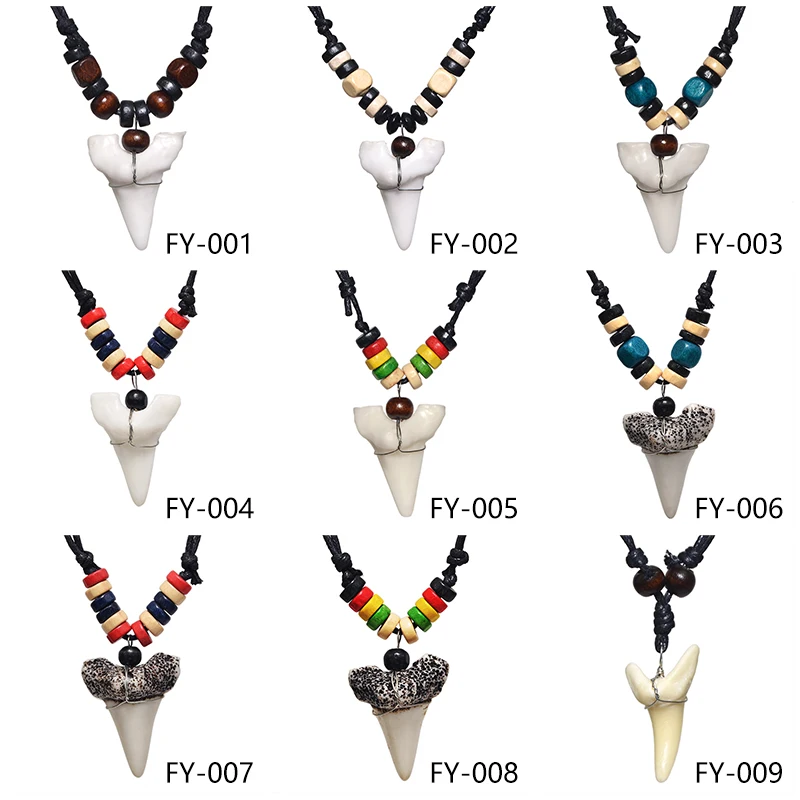 1PC Hawaii Surfer Jewelry Handmade Imitation Shark Teeth Pendant New Zealand Maori Tribal bone Choker WoMen's Men's Necklace