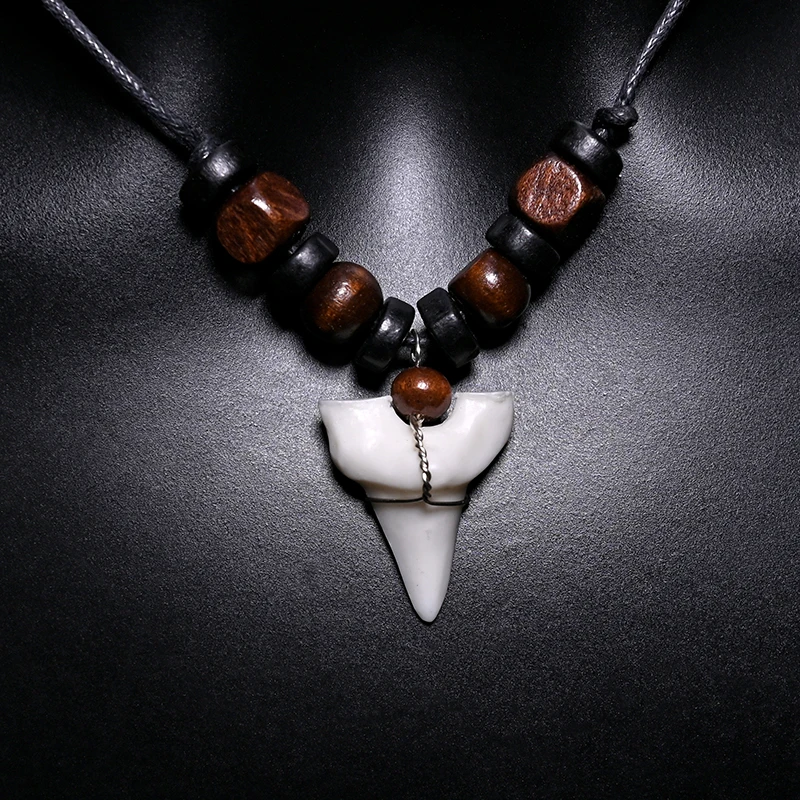 1PC Hawaii Surfer Jewelry Handmade Imitation Shark Teeth Pendant New Zealand Maori Tribal bone Choker WoMen's Men's Necklace